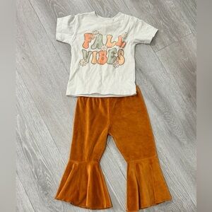 Kids Fall Vibes Matching Set - Cream and Orange